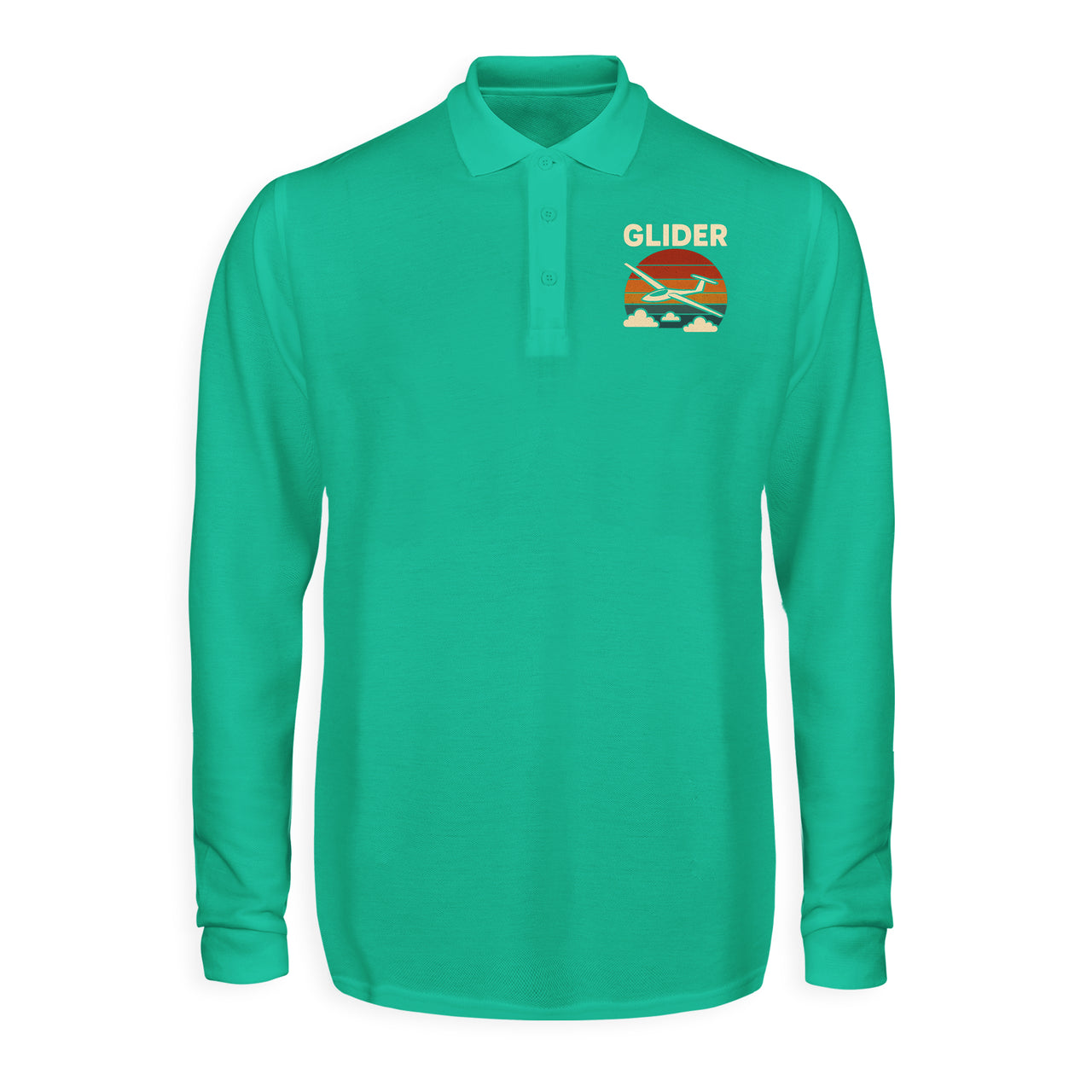 Retro I Love Gliding Designed Long Sleeve Polo T-Shirts
