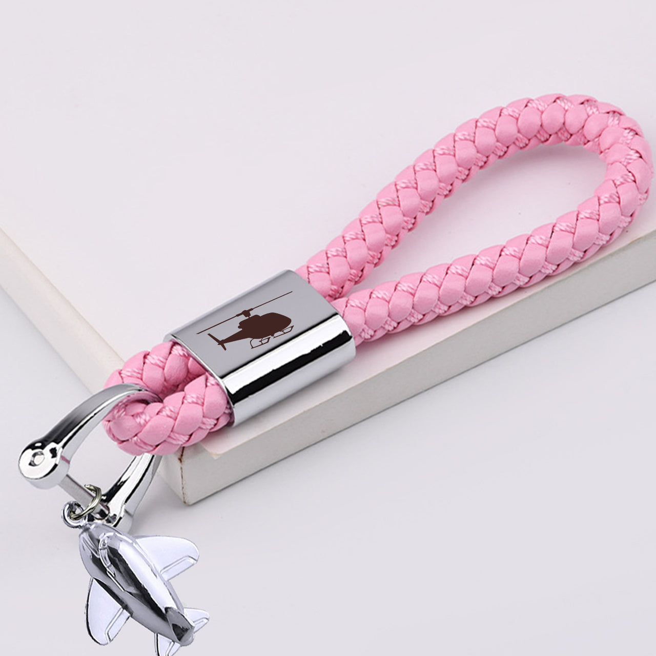 Helicopter Designed Leather Car Key Chains