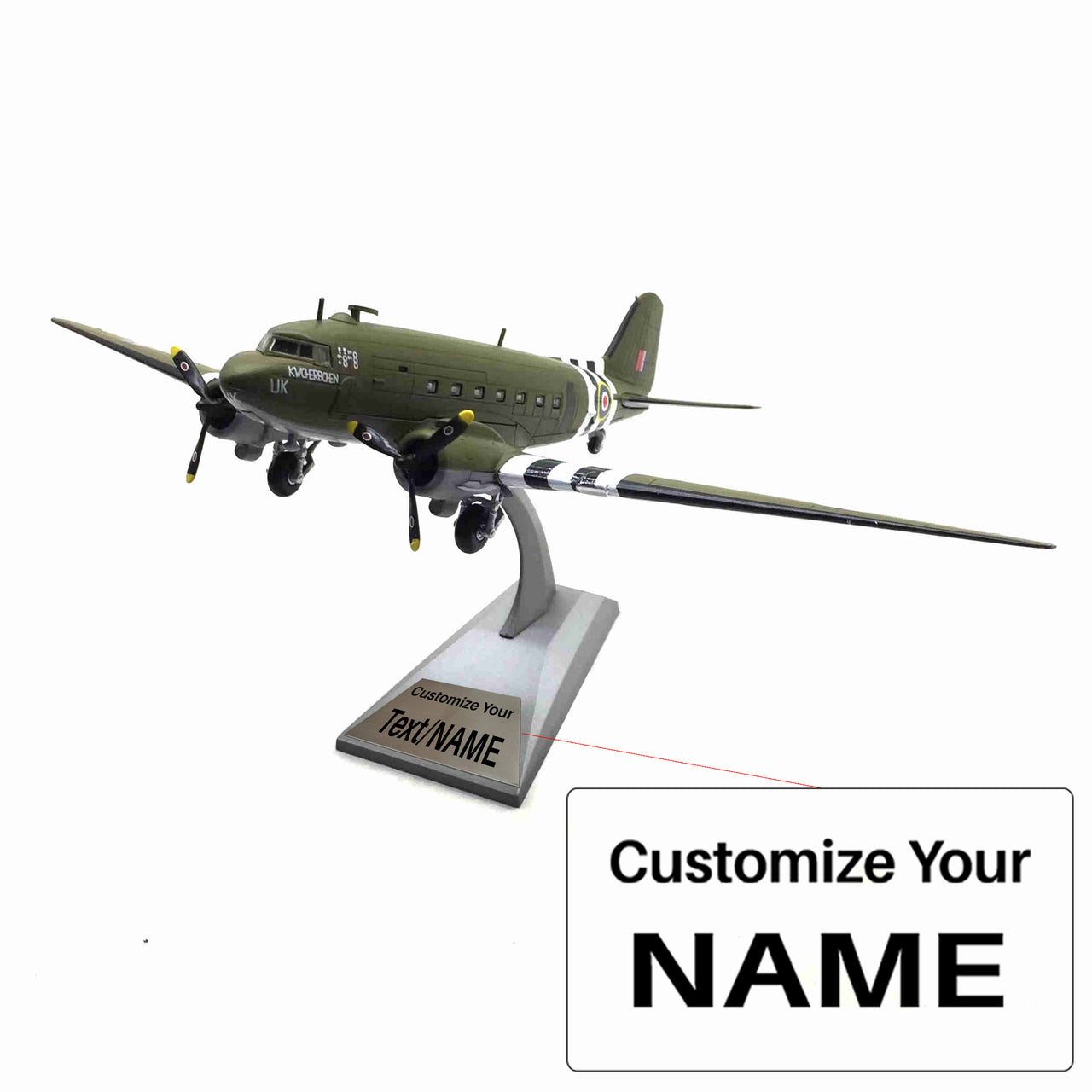 1/100 Douglas C-47 Skytrain Military Transport Aircraft Airplane Model