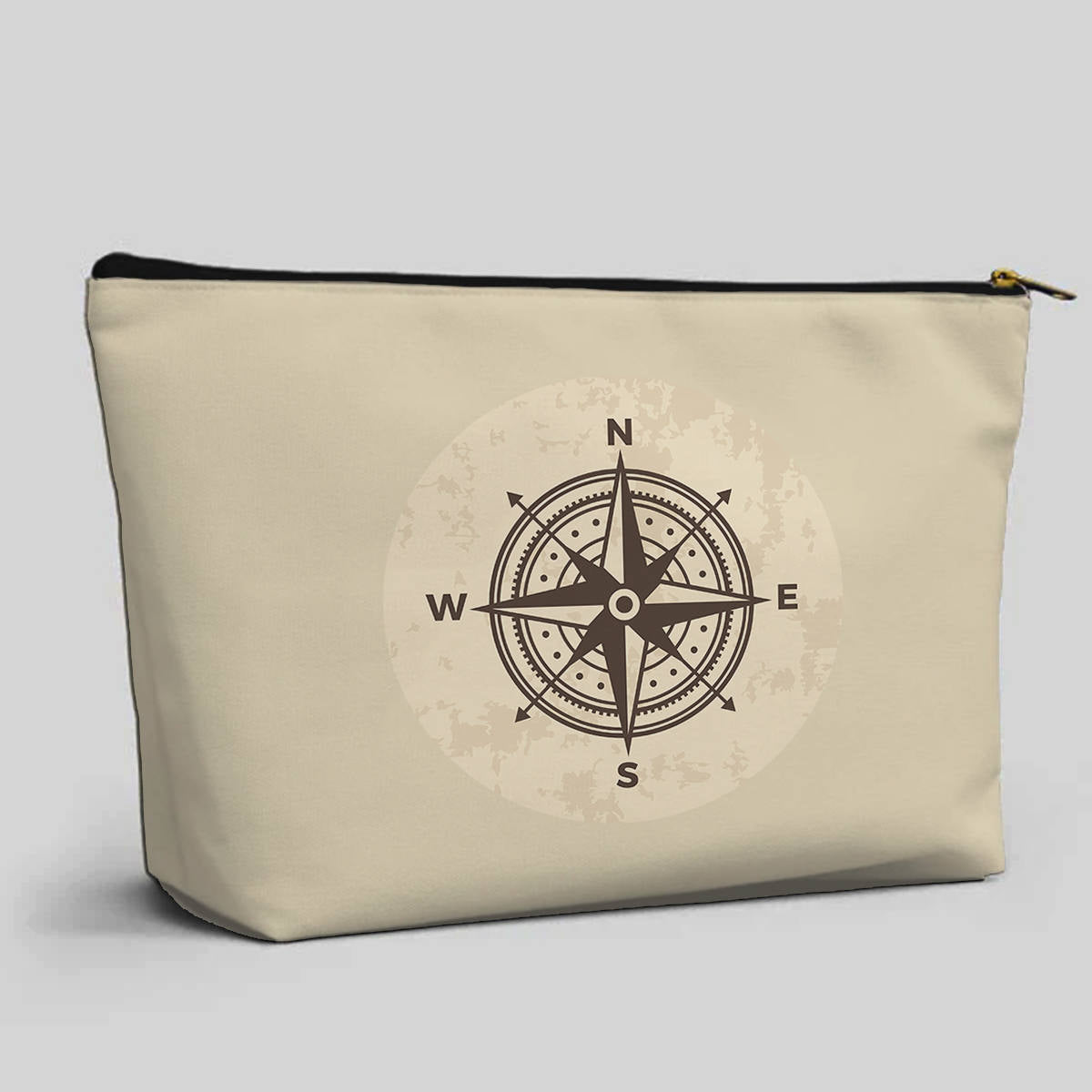 Vintage Designed Compass Designed Zipper Pouch