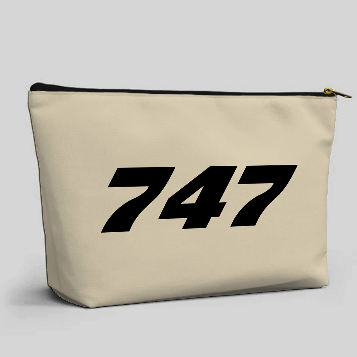 747 Flat Text Designed Zipper Pouch