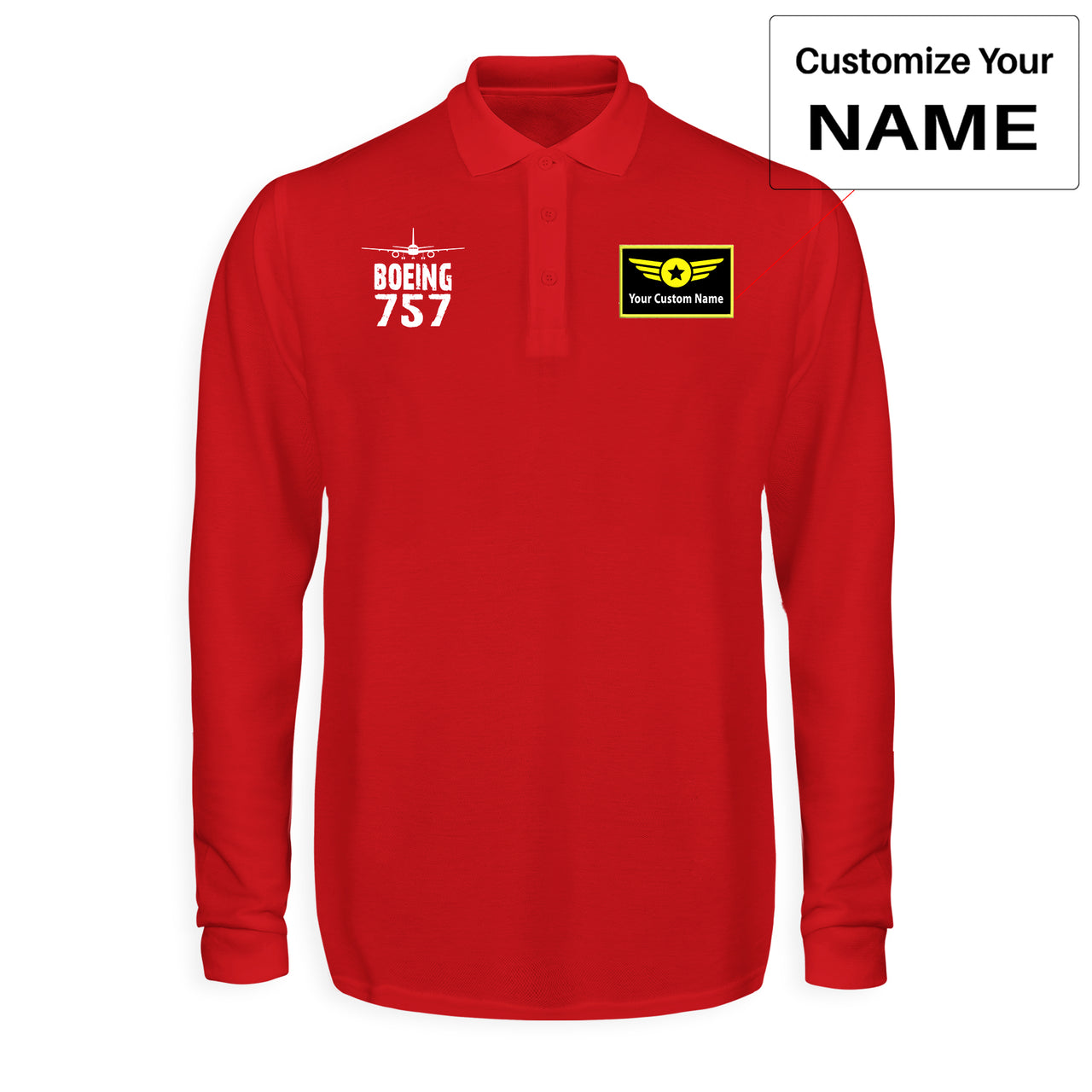 Boeing 757 & Plane Designed Long Sleeve Polo T-Shirts