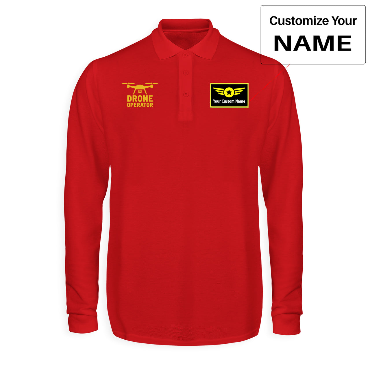 Drone Operator Designed Long Sleeve Polo T-Shirts
