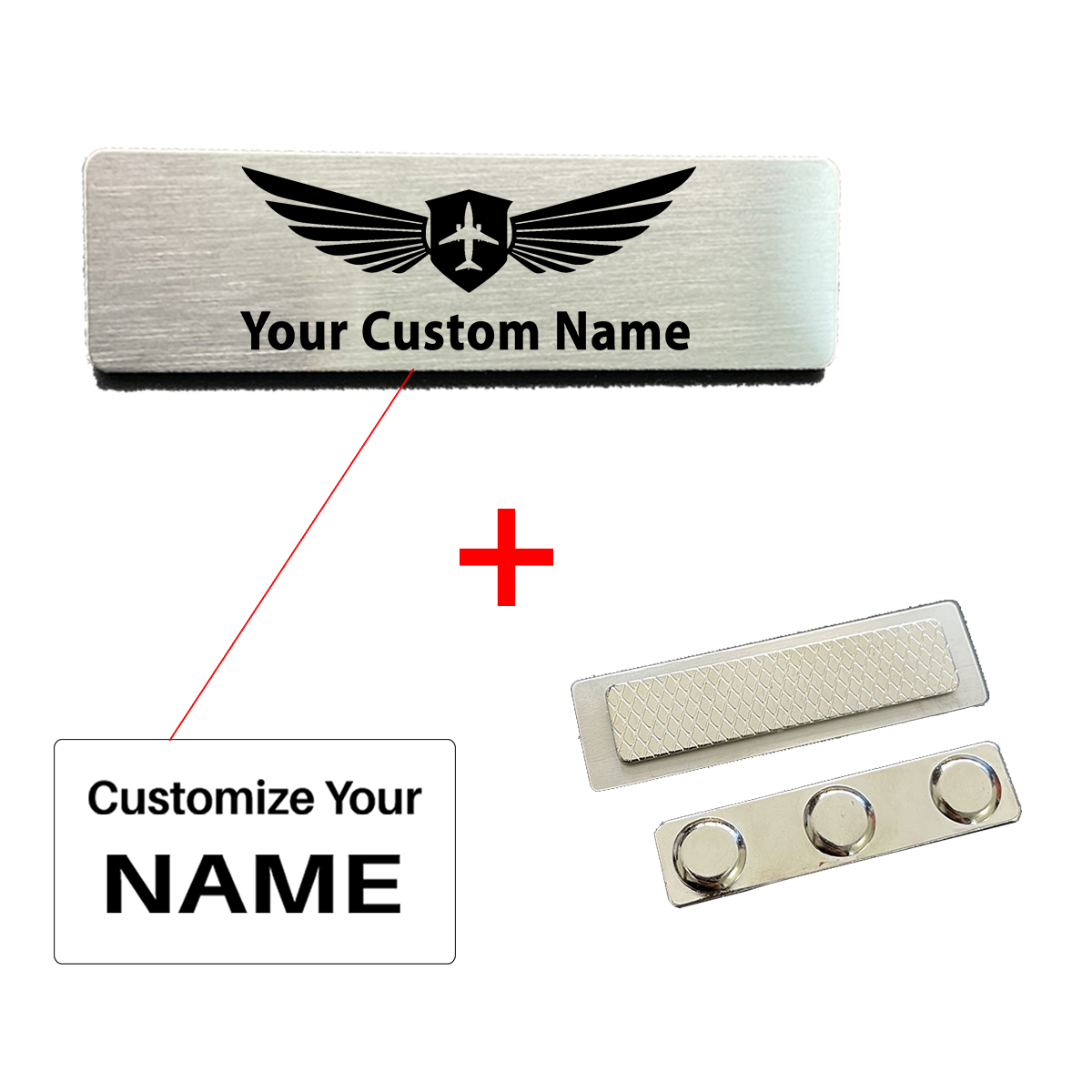 Your Custom Design Text Design 70*20MM Brooch Pin Badges