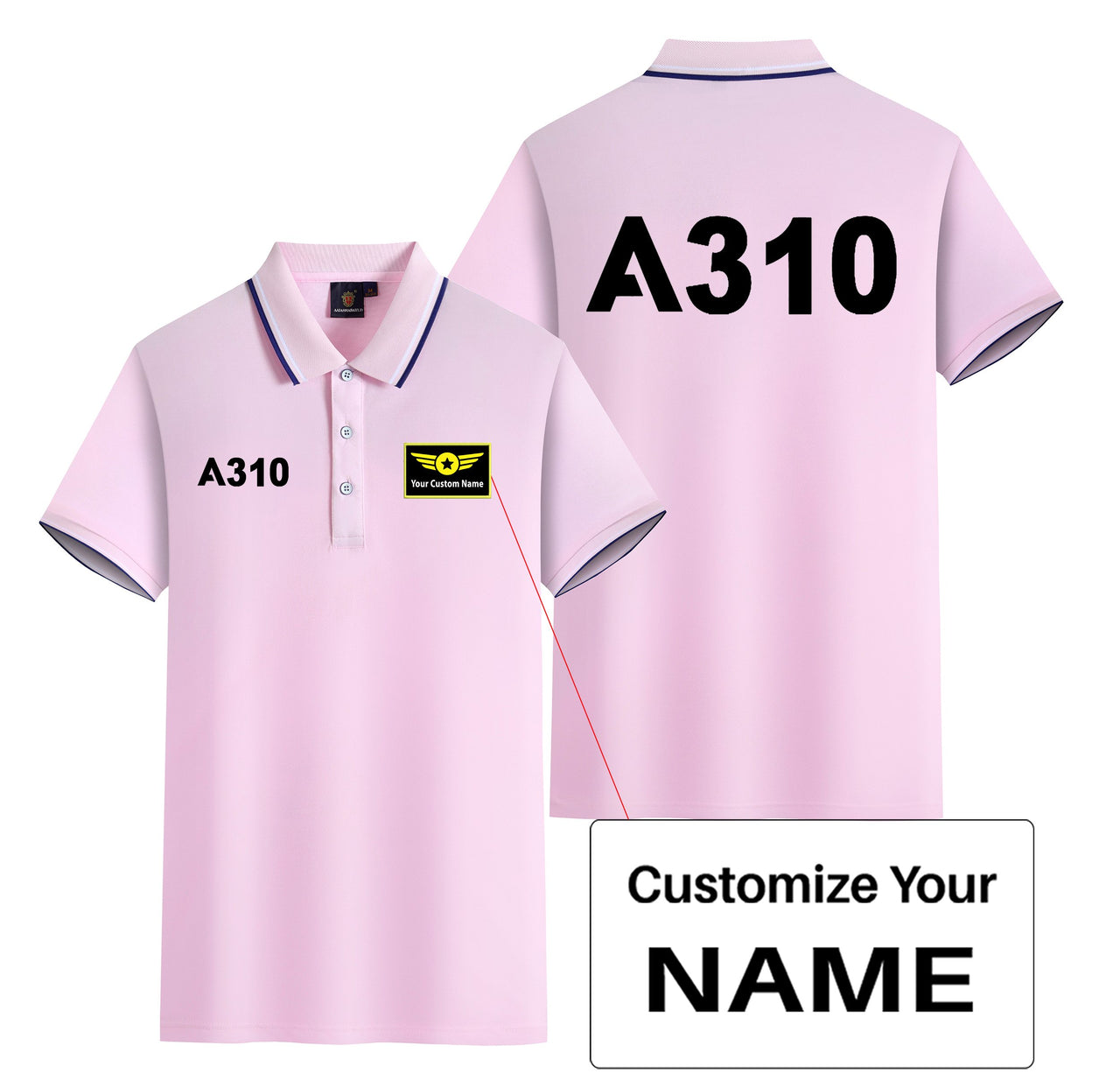 A310 Flat Text Designed Stylish Polo T-Shirts (Double-Side)