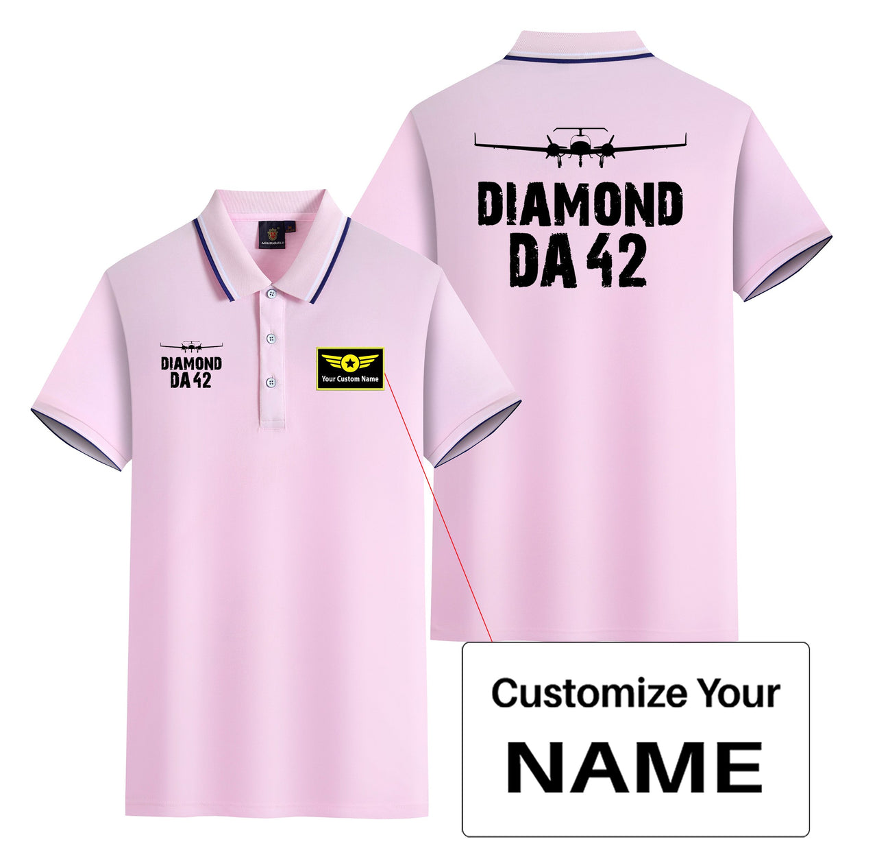 Diamond DA42 & Plane Designed Stylish Polo T-Shirts (Double-Side)