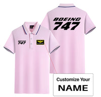 Thumbnail for Boeing 747 & Text Designed Stylish Polo T-Shirts (Double-Side)
