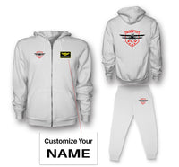Thumbnail for Born To Fly Designed Designed Zipped Hoodies & Sweatpants Set