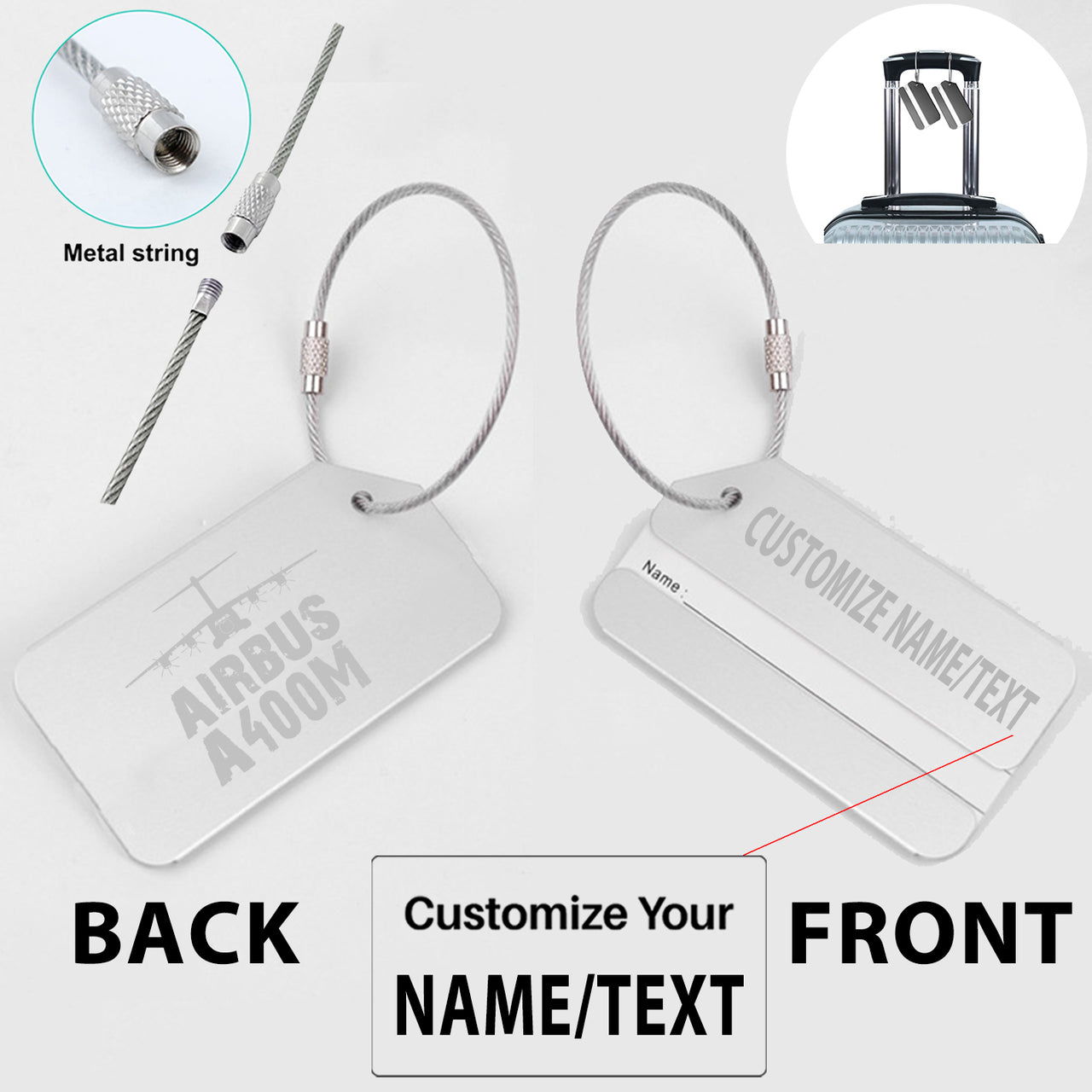 Airbus A400M & Plane Designed Fashion Metal Luggage Tags