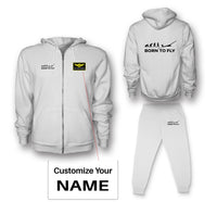 Thumbnail for Born To Fly Helicopter Designed Zipped Hoodies & Sweatpants Set