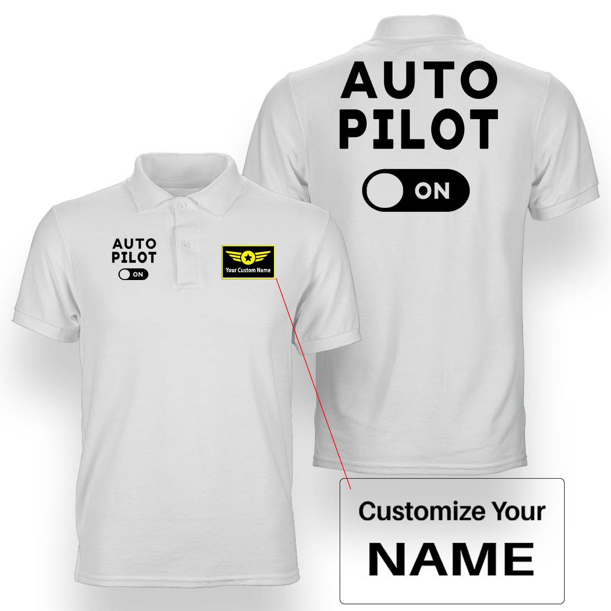 Auto Pilot ON Designed Double Side Polo T-Shirts