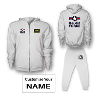Thumbnail for US Air Force Designed Zipped Hoodies & Sweatpants Set
