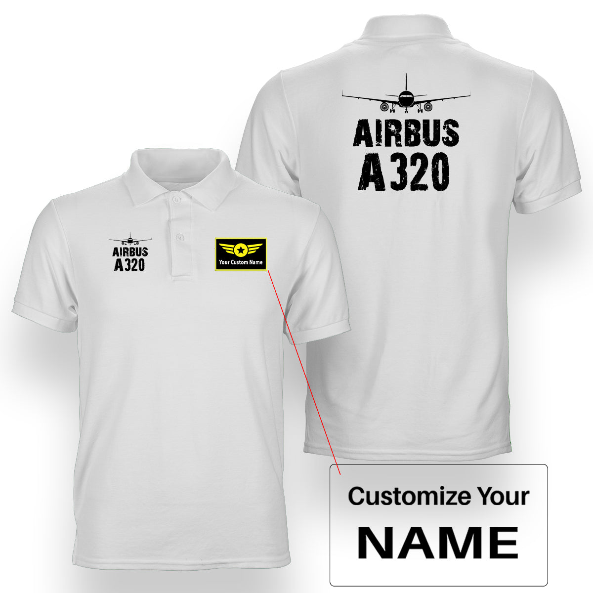 Airbus A320 & Plane Designed Double Side Polo T-Shirts