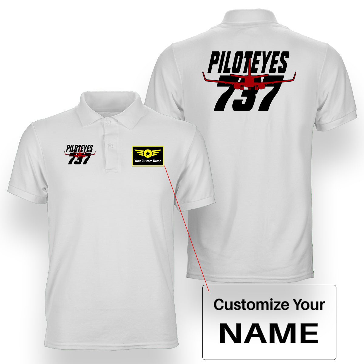 Amazing Piloteyes737 Designed Double Side Polo T-Shirts