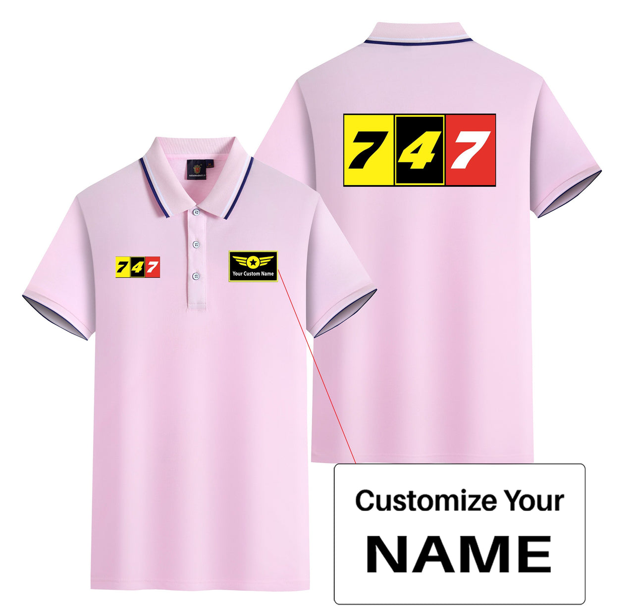 Flat Colourful 747 Designed Stylish Polo T-Shirts (Double-Side)