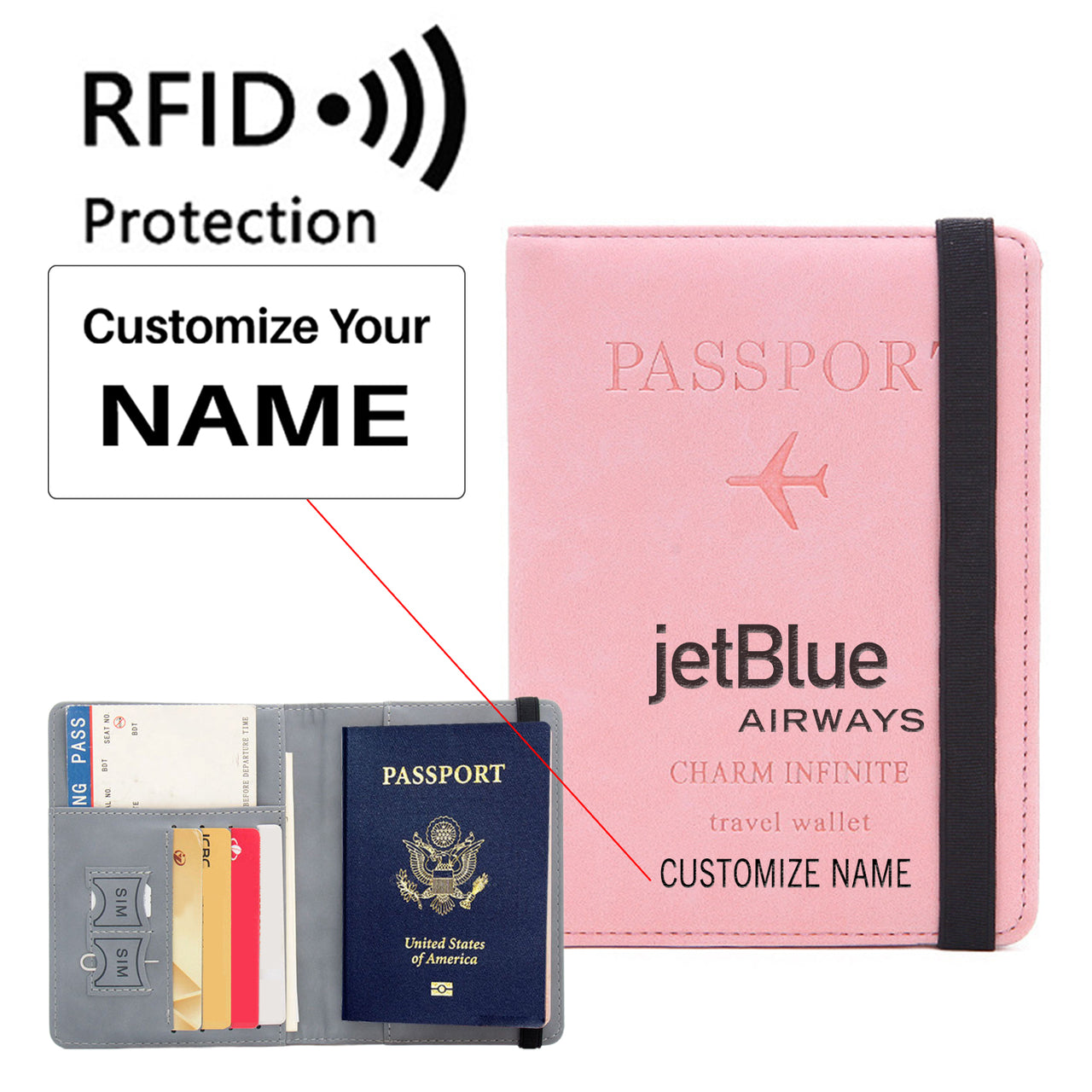 jetBlue Airways Airlines Designed Passport Cover Travel Wallet Passport Holder