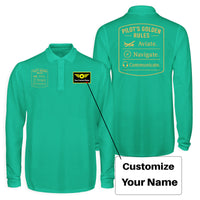 Thumbnail for Pilot's Golden Rules Designed Long Sleeve Polo T-Shirts (Double-Side)
