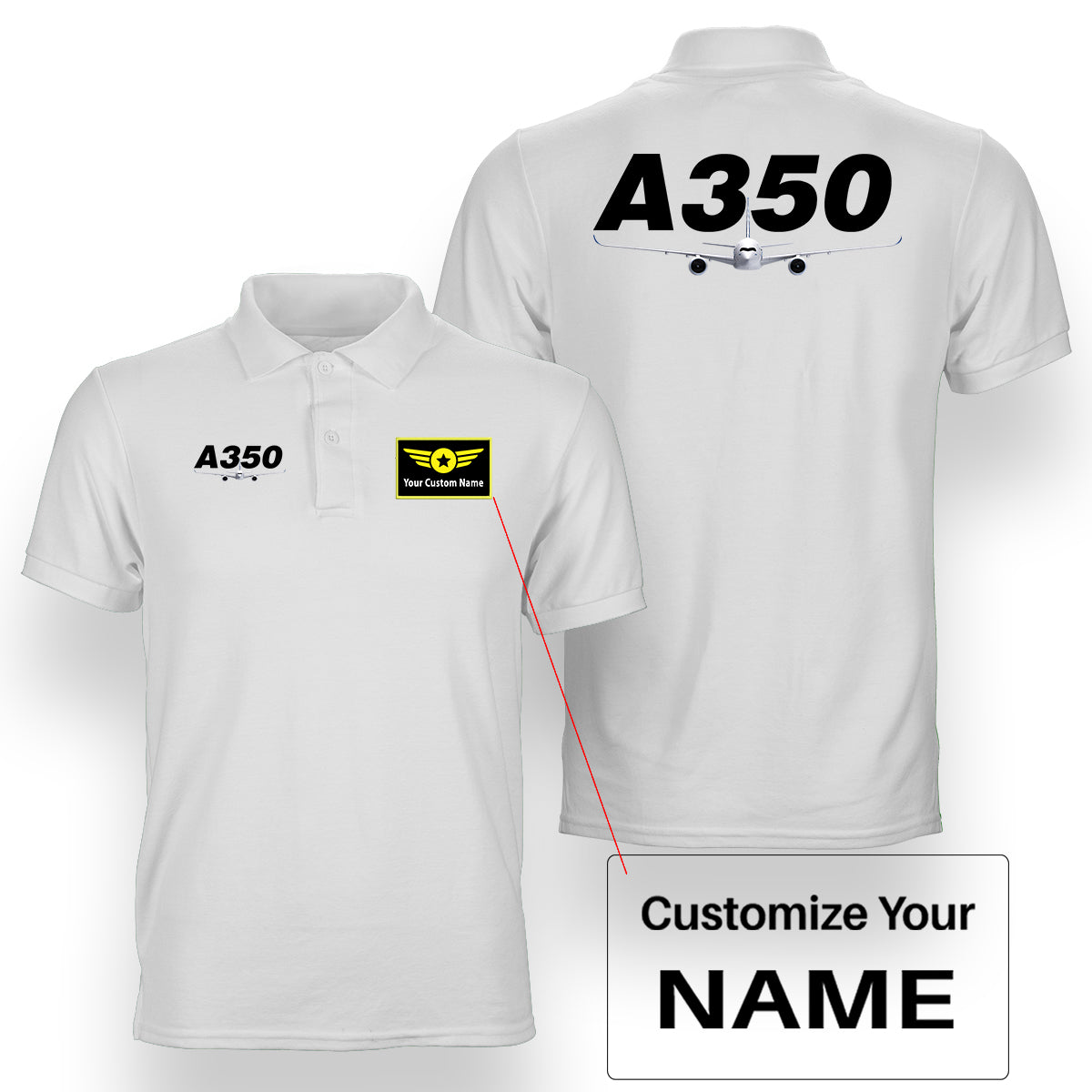 Super Airbus A350 Designed Double Side Polo T-Shirts