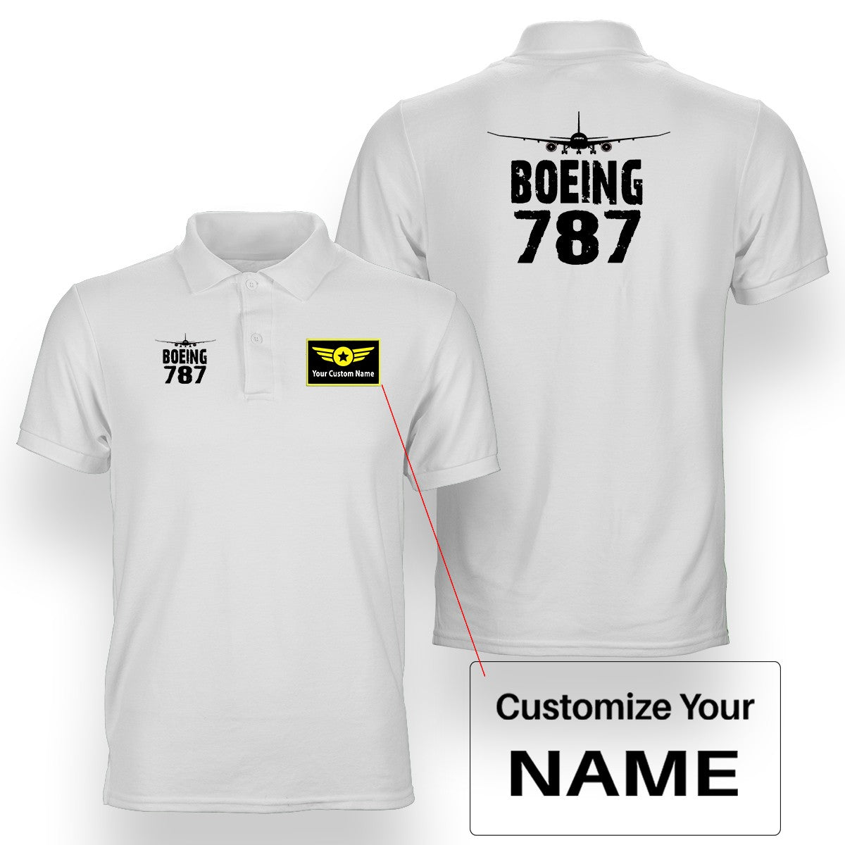 Boeing 787 & Plane Designed Double Side Polo T-Shirts
