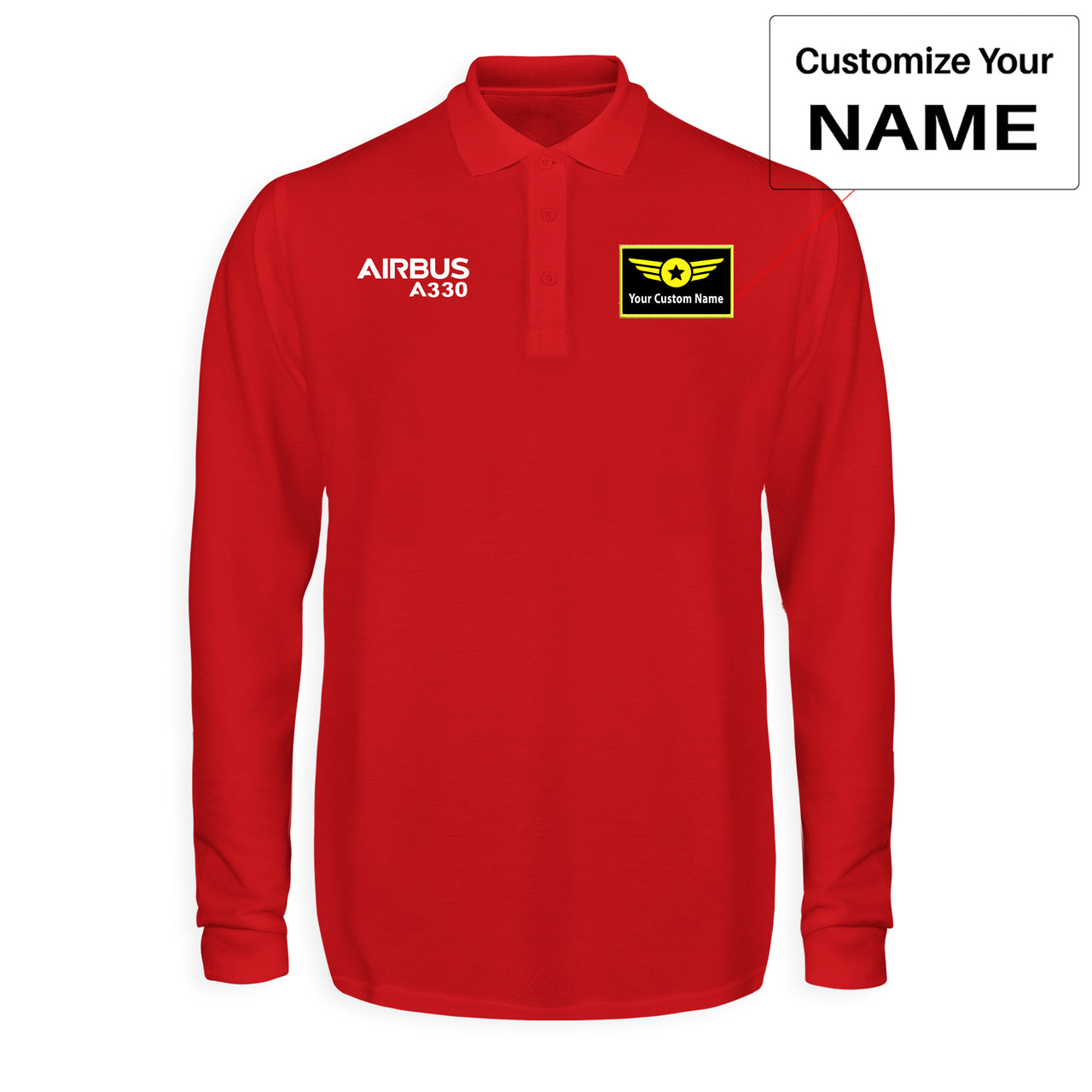 Airbus A330 & Text Designed Long Sleeve Polo T-Shirts