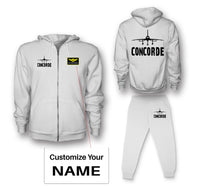 Thumbnail for Concorde & Plane Designed Zipped Hoodies & Sweatpants Set