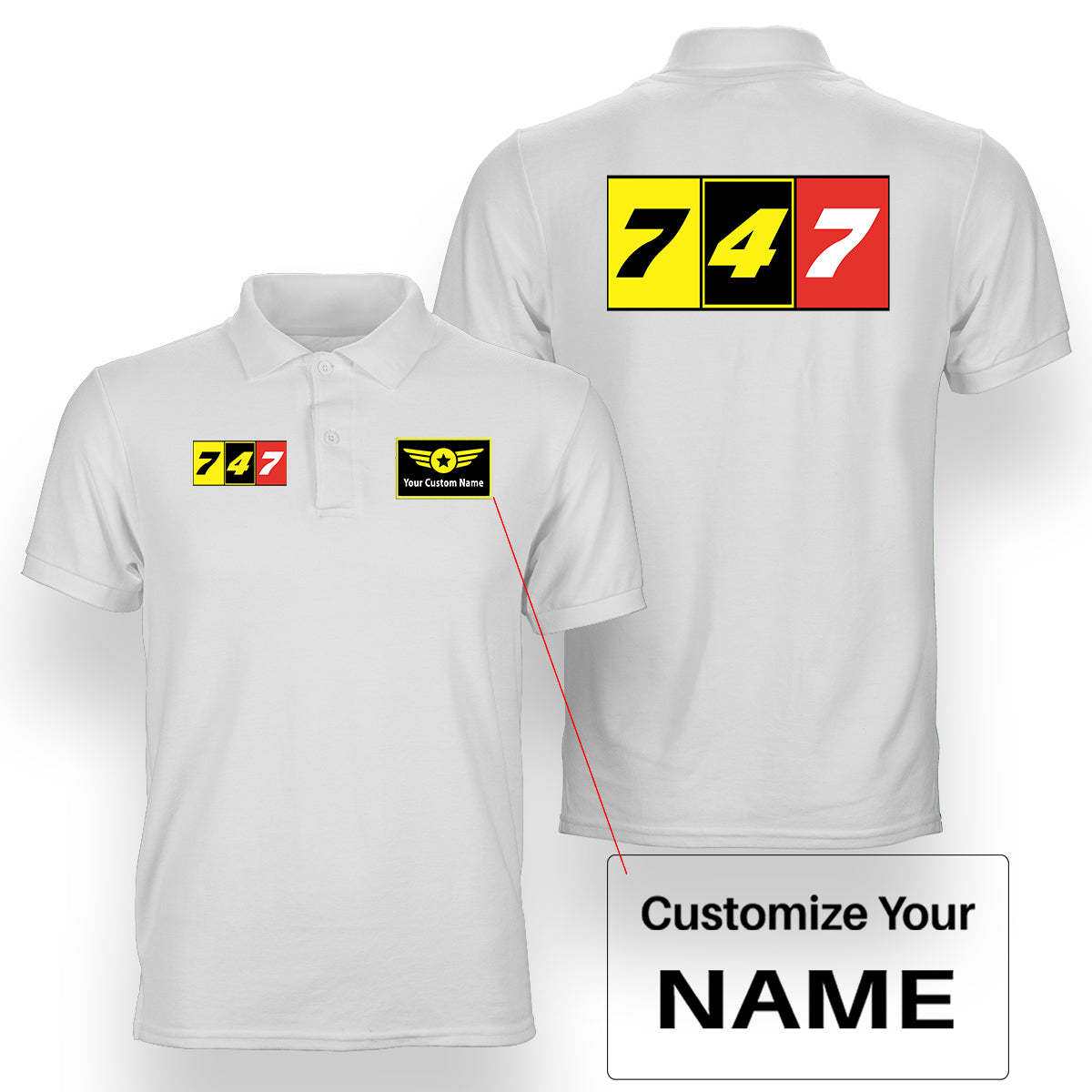 Flat Colourful 747 Designed Double Side Polo T-Shirts