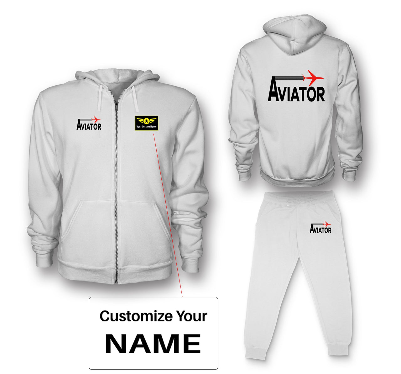 Aviator Designed Zipped Hoodies & Sweatpants Set
