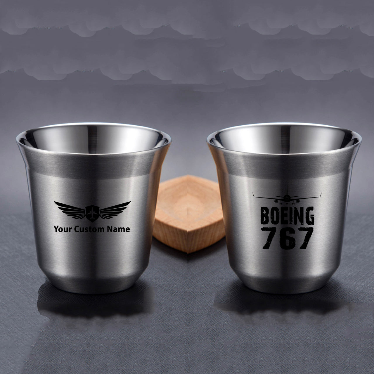 Boeing 767 & Plane Designed Double Wall Stainless Steel Coffee Mugs