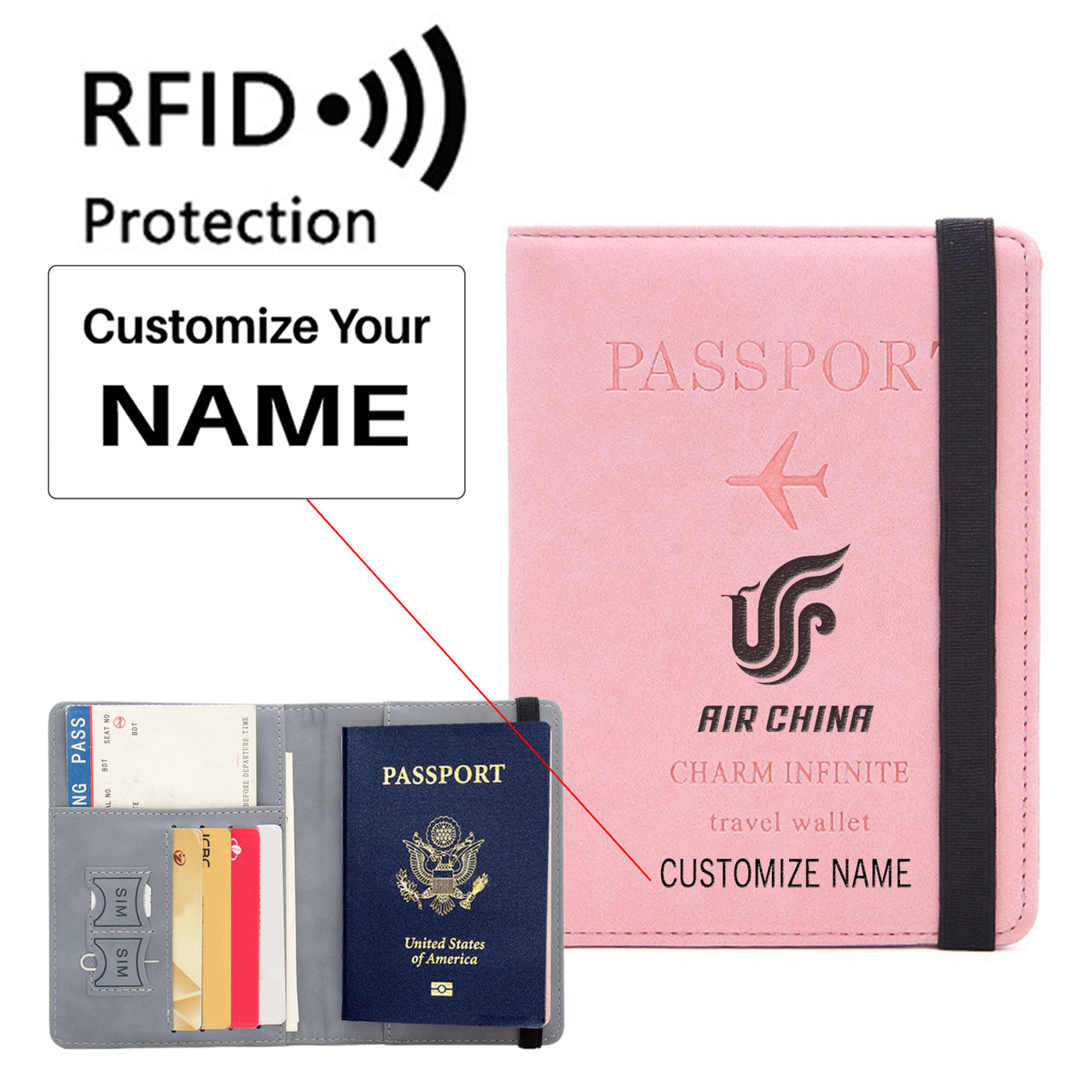 Air China Airlines Designed Passport Cover Travel Wallet Passport Holder