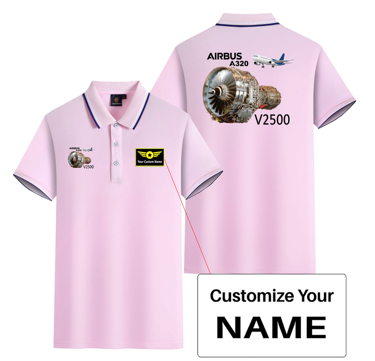 Airbus A320 & V2500 Engine Designed Stylish Polo T-Shirts (Double-Side)