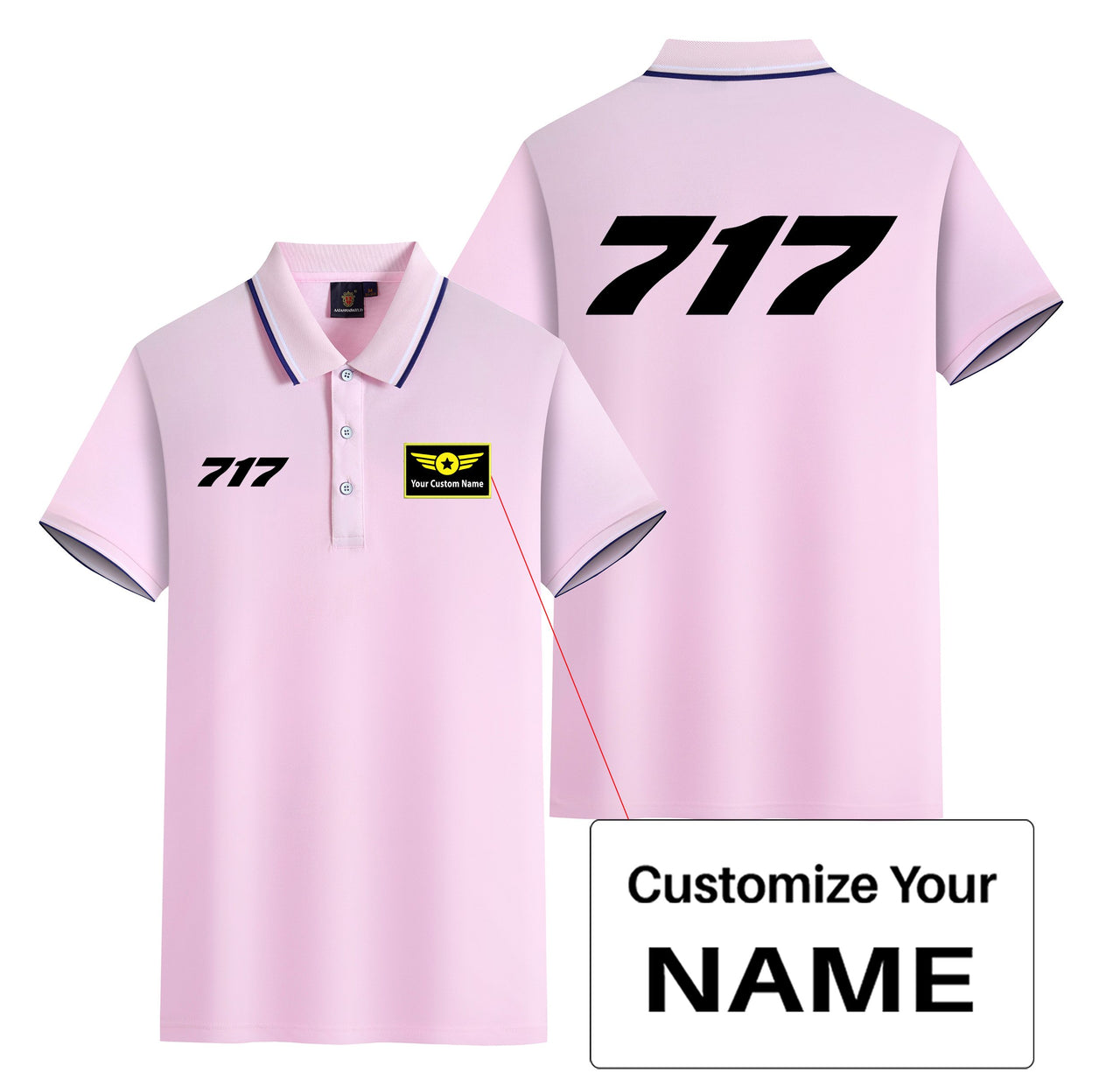 717 Flat Text Designed Stylish Polo T-Shirts (Double-Side)