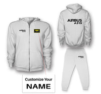 Thumbnail for Airbus A319 & Text Designed Zipped Hoodies & Sweatpants Set