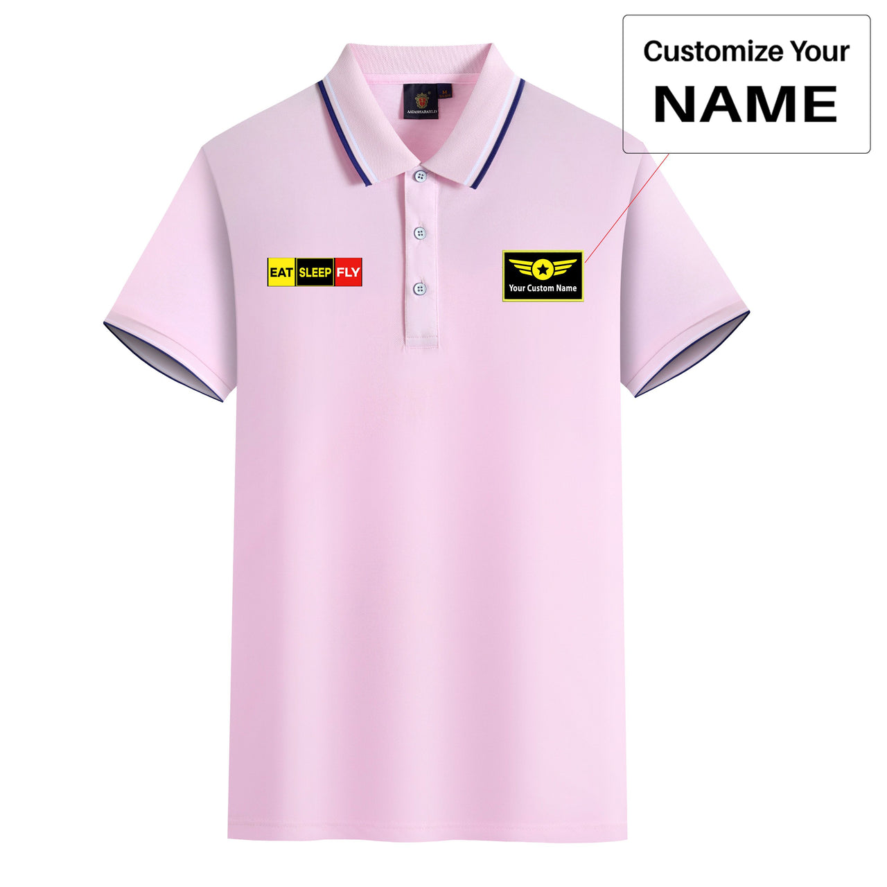 Eat Sleep Fly (Colourful) Designed Stylish Polo T-Shirts