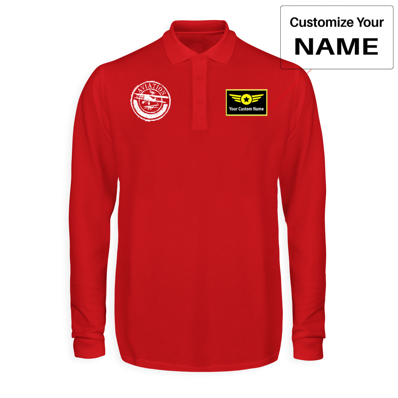 Aviation Lovers Designed Long Sleeve Polo T-Shirts