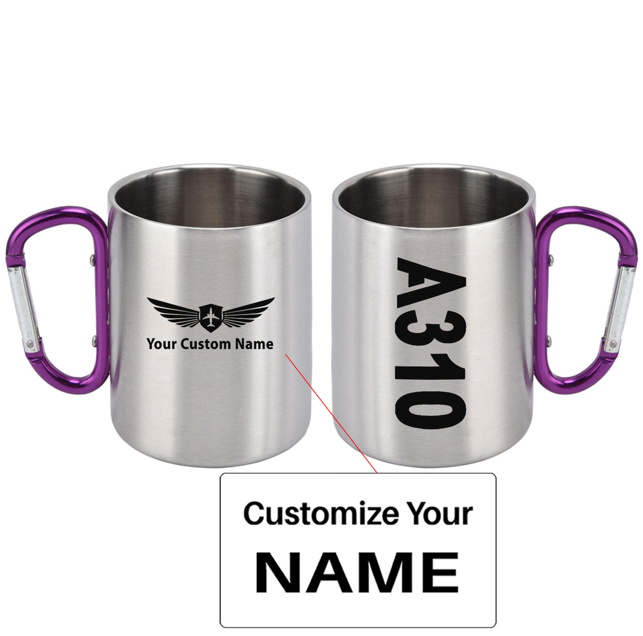 A310 Text Designed Stainless Steel Outdoors Mugs