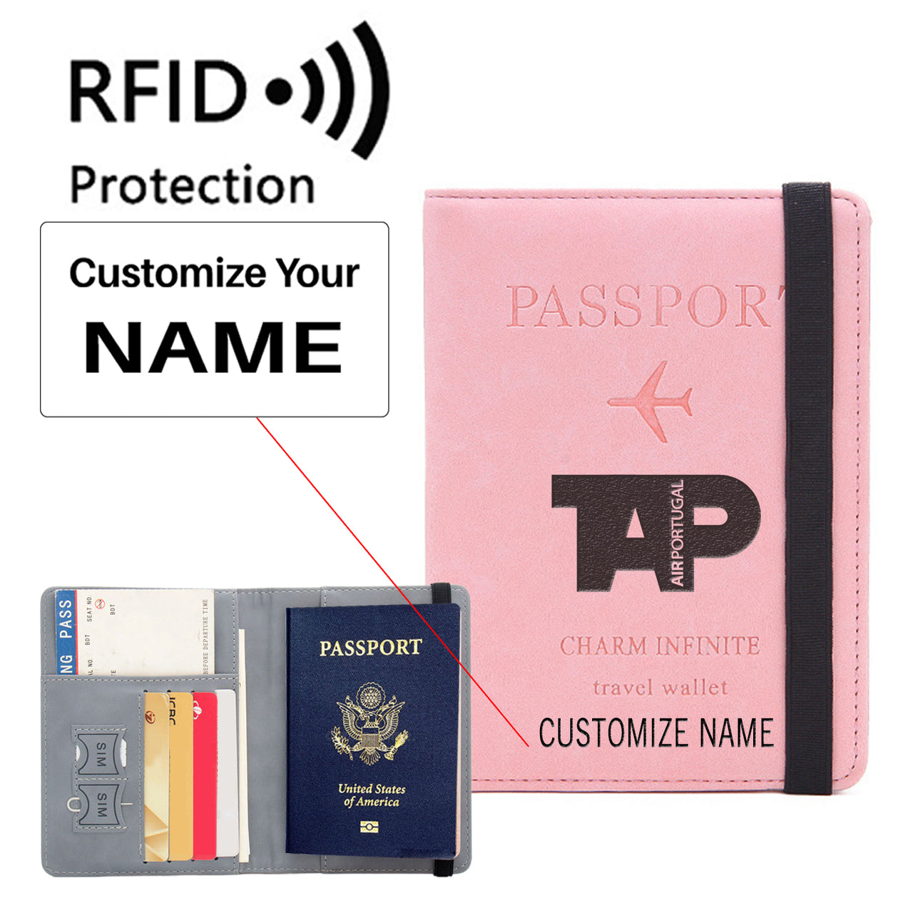 TAP Portugal Airlines Designed Passport Cover Travel Wallet Passport Holder