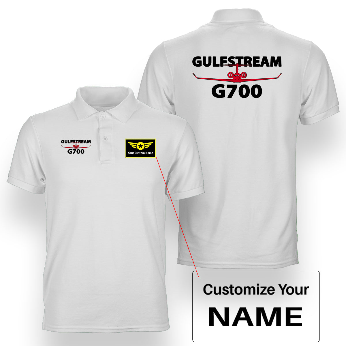 Amazing Gulfstream G700 Designed Double Side Polo T-Shirts