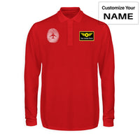 Thumbnail for Aviation Finger Print Designed Long Sleeve Polo T-Shirts