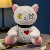 Thumbnail for Spooky Gothic Cat Plush/Stuffed Toys, Cute Horror Cat Doll in white