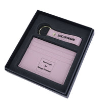 Thumbnail for Your Custom Design & Image & Logo & Text Design Genuine Leather Cardholder Key Ring Gift Box Set