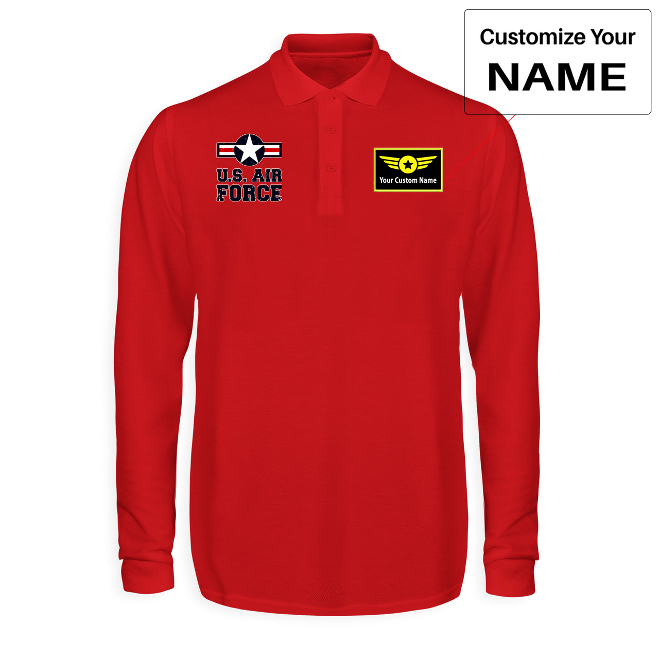 US Air Force Designed Long Sleeve Polo T-Shirts