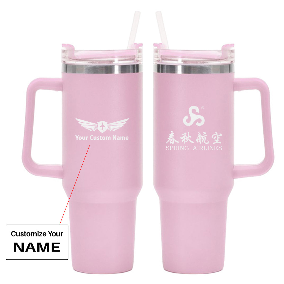 Spring Airlines 40oz Stainless Steel Car Mug With Holder