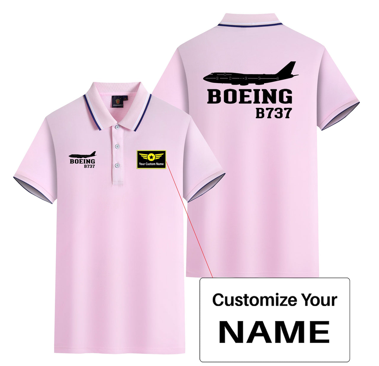 Boeing 737 Printed Designed Stylish Polo T-Shirts (Double-Side)