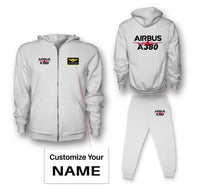Thumbnail for Amazing Airbus A380 Designed Zipped Hoodies & Sweatpants Set