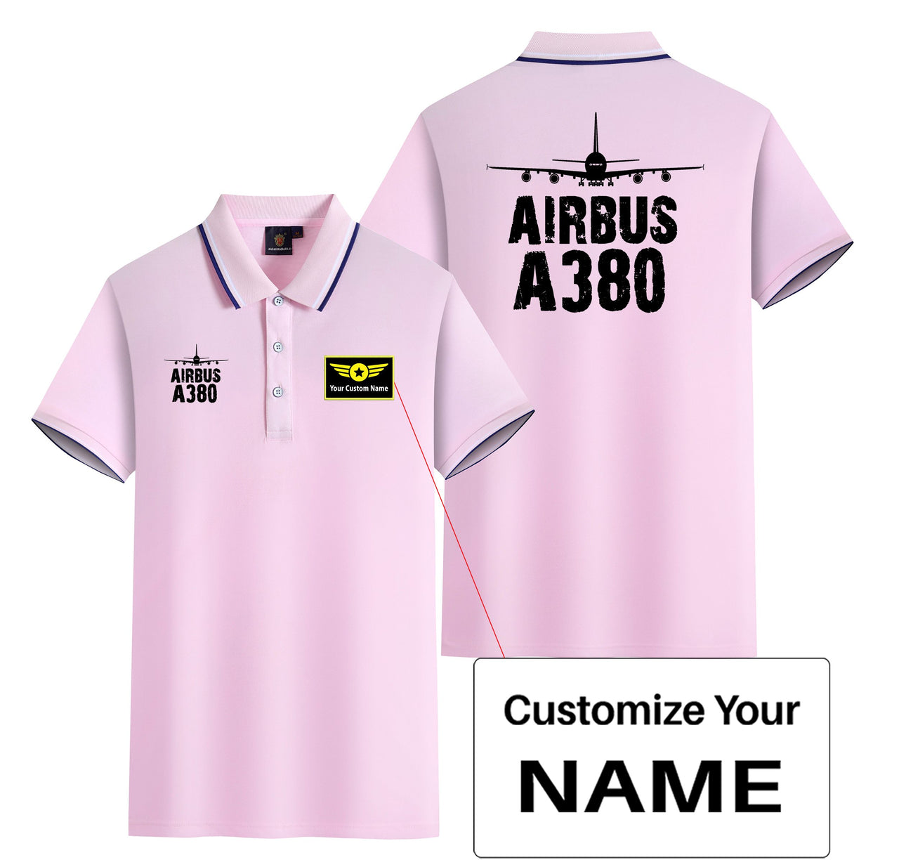 Airbus A380 & Plane Designed Stylish Polo T-Shirts (Double-Side)