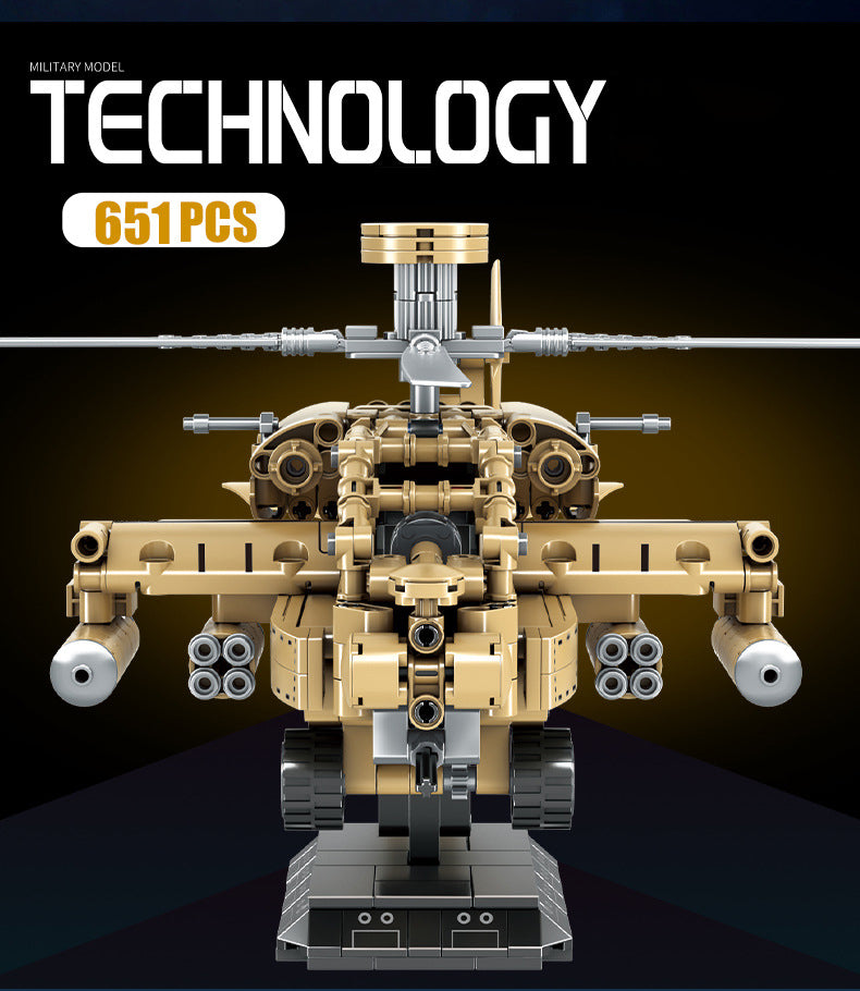 AH-64 Helicopter Sets Model Building Blocks Toys