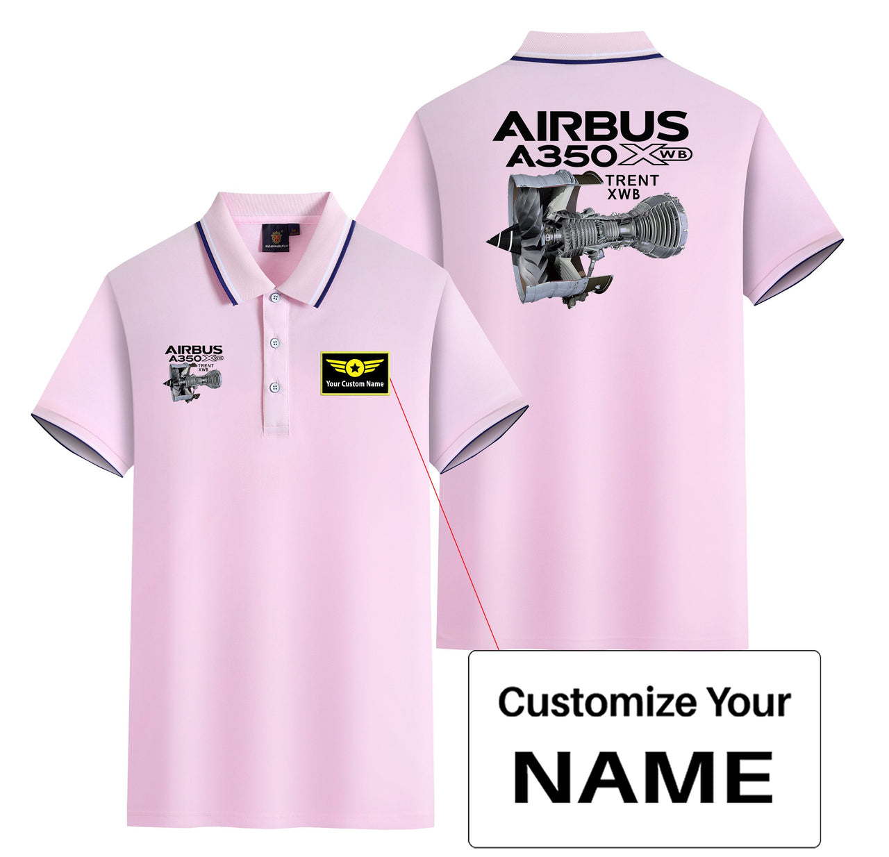 Airbus A350 & Trent Wxb Engine Designed Stylish Polo T-Shirts (Double-Side)