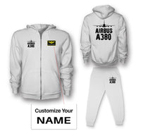 Thumbnail for Airbus A380 & Plane Designed Zipped Hoodies & Sweatpants Set