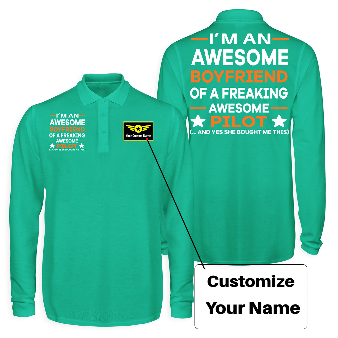 I am an Awesome Boyfriend Designed Long Sleeve Polo T-Shirts (Double-Side)