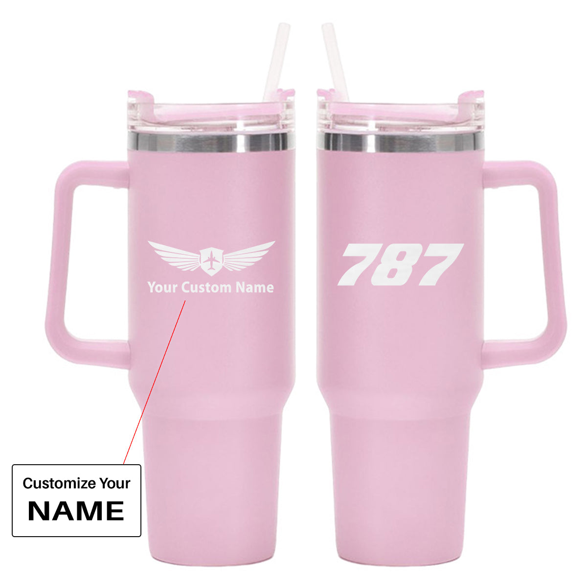 787 Flat Text Designed 40oz Stainless Steel Car Mug With Holder